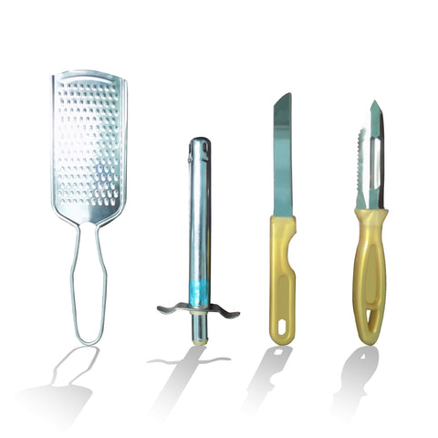 4In1 Combo - Stainless Steel Kitchen Lighter, Knife, Peeler and Smooth Grater