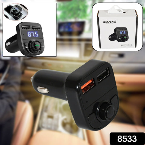 CAR-X8 Bluetooth FM Transmitter Kit with Dual USB Fast Charger